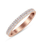 Full Eternity Stackable Double Row Band Round Cubic Zirconia 925 Sterling Silver