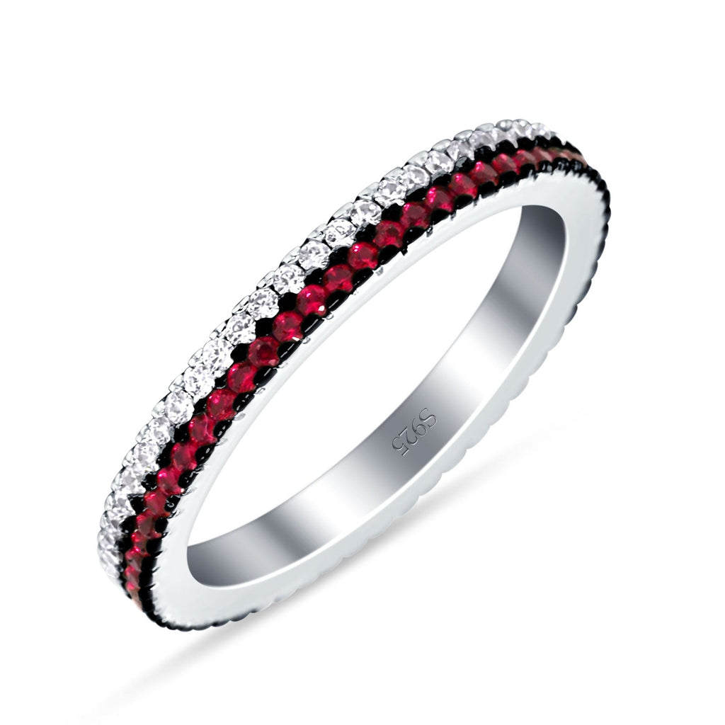 Full Eternity Stackable Wedding Band Ring Round Cubic Zirconia 925 Ste ...