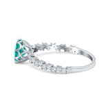 Art Deco Round Engagement Ring Simulated Cubic Zirconia 925 Sterling Silver