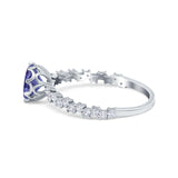 Art Deco Round Engagement Ring Simulated Cubic Zirconia 925 Sterling Silver