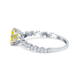 Art Deco Round Engagement Ring Simulated Cubic Zirconia 925 Sterling Silver