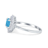 Halo Engagement Ring Vintage Round Simulated Cubic Zirconia 925 Sterling Silver