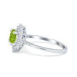 Halo Engagement Ring Vintage Round Simulated Cubic Zirconia 925 Sterling Silver