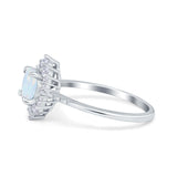 Halo Engagement Ring Vintage Round Simulated Cubic Zirconia 925 Sterling Silver