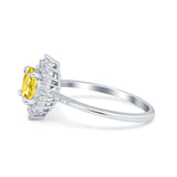 Halo Engagement Ring Vintage Round Simulated Cubic Zirconia 925 Sterling Silver