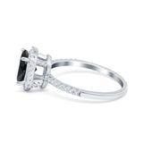 Halo Vintage Oval Engagement Ring Simulated Cubic Zirconia 925 Sterling Silver