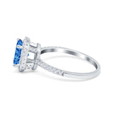 Halo Vintage Oval Engagement Ring Simulated Cubic Zirconia 925 Sterling Silver