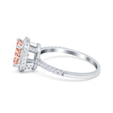 Halo Vintage Oval Engagement Ring Simulated Cubic Zirconia 925 Sterling Silver