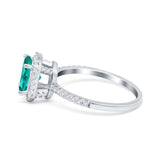 Halo Vintage Oval Engagement Ring Simulated Cubic Zirconia 925 Sterling Silver