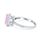 Halo Vintage Oval Engagement Ring Simulated Cubic Zirconia 925 Sterling Silver
