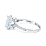Halo Vintage Oval Engagement Ring Simulated Cubic Zirconia 925 Sterling Silver