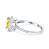 Halo Vintage Oval Engagement Ring Simulated Cubic Zirconia 925 Sterling Silver