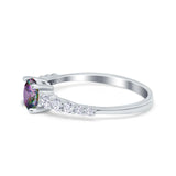 Petite Dainty Engagement Ring Round Simulated Cubic Zirconia 925 Sterling Silver