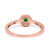 Petite Dainty Halo Ring Round Simulated Cubic Zirconia 925 Sterling Silver