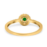 Petite Dainty Halo Ring Round Simulated Cubic Zirconia 925 Sterling Silver