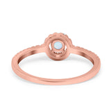 Petite Dainty Halo Ring Round Simulated Cubic Zirconia 925 Sterling Silver