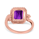 Halo Radiant Cut Wedding Engagement Ring Round Simulated Cubic Zirconia 925 Sterling Silver