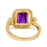 Halo Radiant Cut Wedding Engagement Ring Round Simulated Cubic Zirconia 925 Sterling Silver