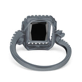 Halo Radiant Cut Wedding Engagement Ring Round Simulated Cubic Zirconia 925 Sterling Silver