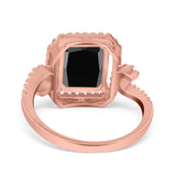 Halo Radiant Cut Wedding Engagement Ring Round Simulated Cubic Zirconia 925 Sterling Silver