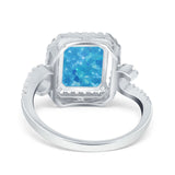 Halo Radiant Cut Wedding Engagement Ring Round Simulated Cubic Zirconia 925 Sterling Silver