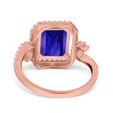 Halo Radiant Cut Wedding Engagement Ring Round Simulated Cubic Zirconia 925 Sterling Silver