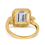 Halo Radiant Cut Wedding Engagement Ring Round Simulated Cubic Zirconia 925 Sterling Silver