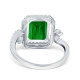 Halo Radiant Cut Wedding Engagement Ring Round Simulated Cubic Zirconia 925 Sterling Silver