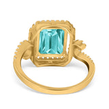 Halo Radiant Cut Wedding Engagement Ring Round Simulated Cubic Zirconia 925 Sterling Silver