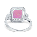 Halo Radiant Cut Wedding Engagement Ring Round Simulated Cubic Zirconia 925 Sterling Silver