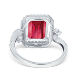 Halo Radiant Cut Wedding Engagement Ring Round Simulated Cubic Zirconia 925 Sterling Silver