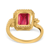 Halo Radiant Cut Wedding Engagement Ring Round Simulated Cubic Zirconia 925 Sterling Silver