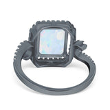 Halo Radiant Cut Wedding Engagement Ring Round Simulated Cubic Zirconia 925 Sterling Silver