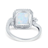 Halo Radiant Cut Wedding Engagement Ring Round Simulated Cubic Zirconia 925 Sterling Silver