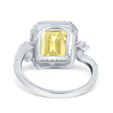 Halo Radiant Cut Wedding Engagement Ring Round Simulated Cubic Zirconia 925 Sterling Silver