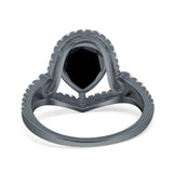 Halo Pear Shape Wedding Engagement Ring Round Simulated Cubic Zirconia 925 Sterling Silver