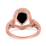 Halo Pear Shape Wedding Engagement Ring Round Simulated Cubic Zirconia 925 Sterling Silver