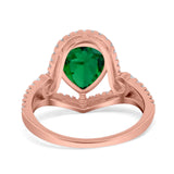 Halo Pear Shape Wedding Engagement Ring Round Simulated Cubic Zirconia 925 Sterling Silver