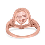 Halo Pear Shape Wedding Engagement Ring Round Simulated Cubic Zirconia 925 Sterling Silver