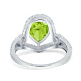 Halo Pear Shape Wedding Engagement Ring Round Simulated Cubic Zirconia 925 Sterling Silver