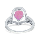 Halo Pear Shape Wedding Engagement Ring Round Simulated Cubic Zirconia 925 Sterling Silver