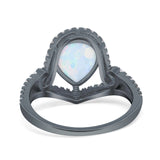 Halo Pear Shape Wedding Engagement Ring Round Simulated Cubic Zirconia 925 Sterling Silver