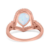 Halo Pear Shape Wedding Engagement Ring Round Simulated Cubic Zirconia 925 Sterling Silver