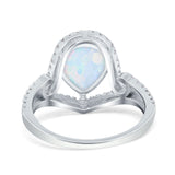 Halo Pear Shape Wedding Engagement Ring Round Simulated Cubic Zirconia 925 Sterling Silver