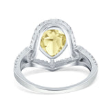 Halo Pear Shape Wedding Engagement Ring Round Simulated Cubic Zirconia 925 Sterling Silver