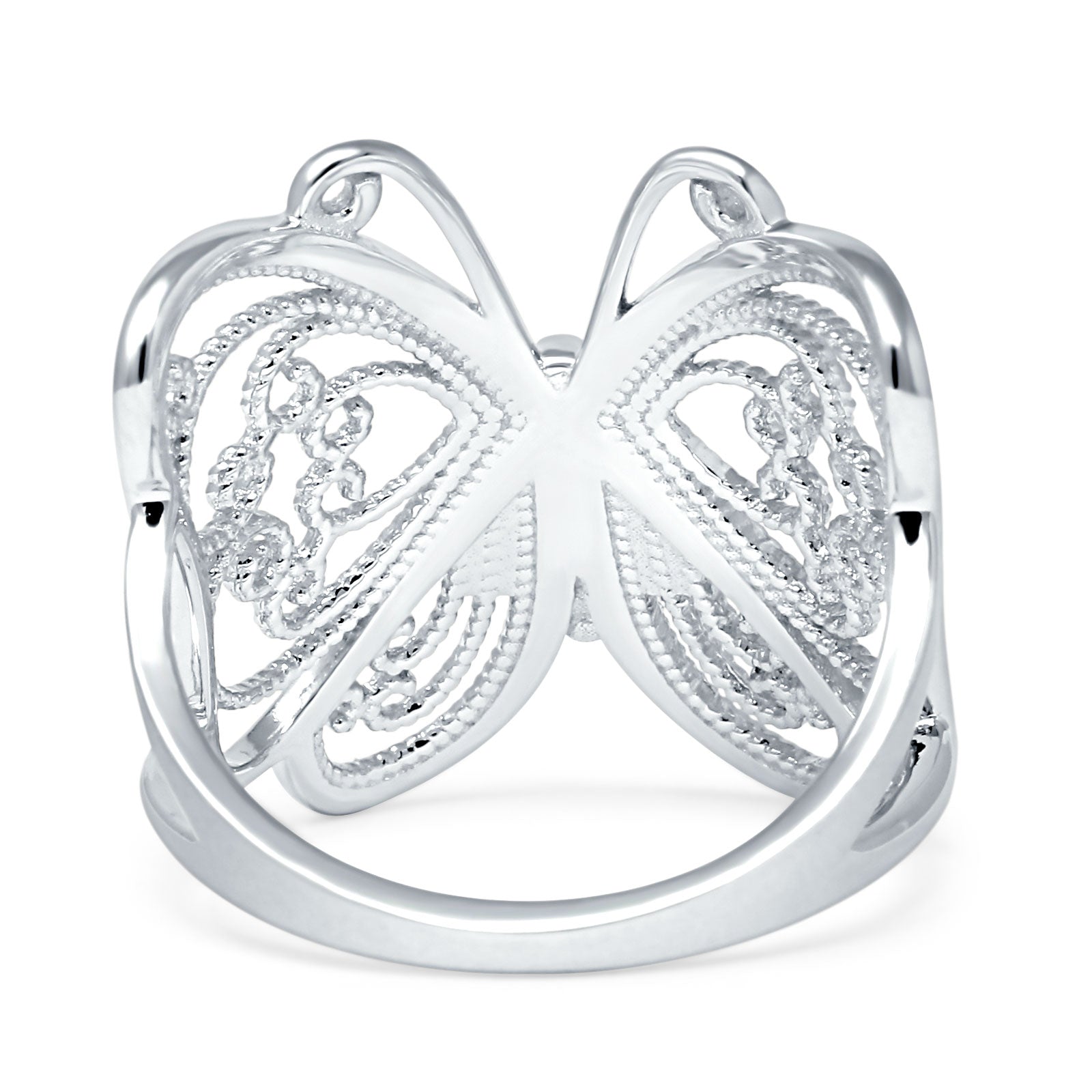 Filigree Design Butterfly Fashion Ring 925 Sterling Silver