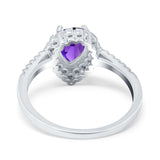 Teardrop Pear Halo Engagement Ring Simulated Cubic Zirconia 925 Sterling Silver
