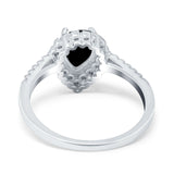 Teardrop Pear Halo Engagement Ring Simulated Cubic Zirconia 925 Sterling Silver