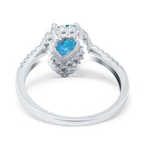 Teardrop Pear Halo Engagement Ring Simulated Cubic Zirconia 925 Sterling Silver