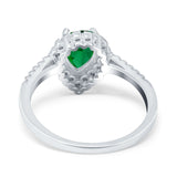 Teardrop Pear Halo Engagement Ring Simulated Cubic Zirconia 925 Sterling Silver